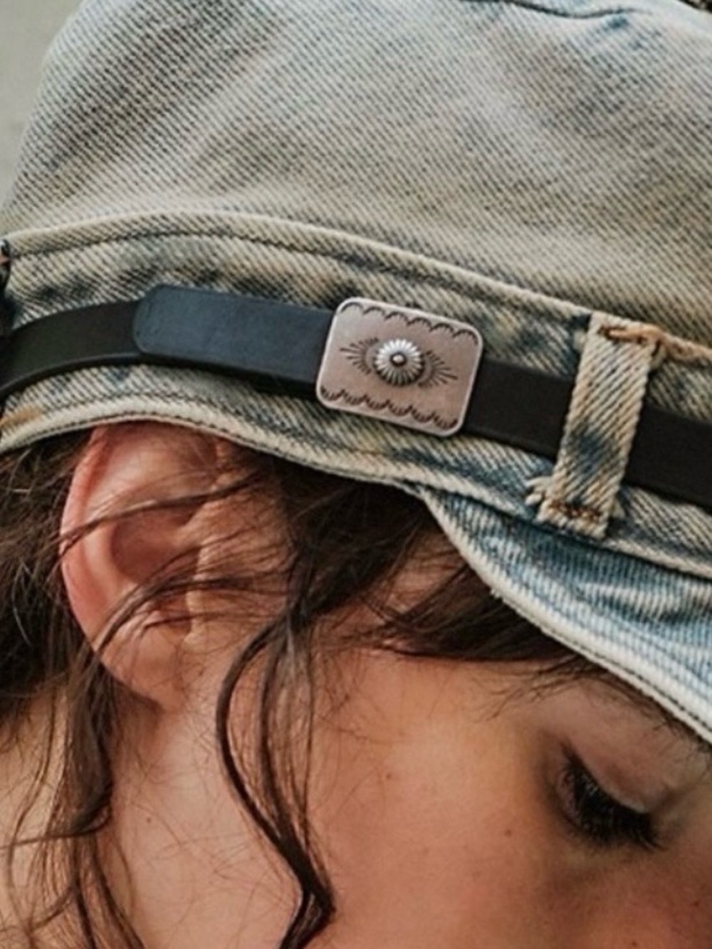 Free People: Distressed Denim Cadet Cap|NWT